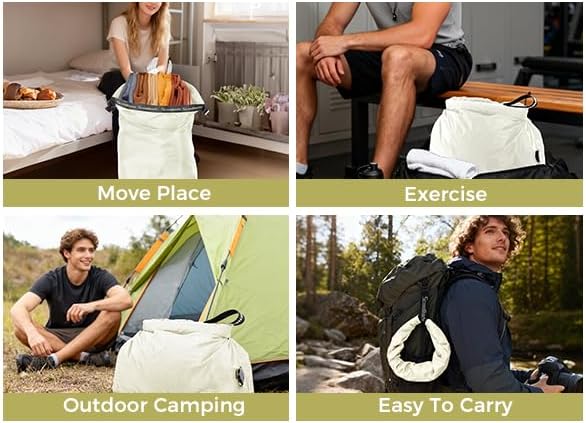 Travel Laundry Bag, Pump Free Vacuum Storage Bag Reusable Compression Dirty Clothes Travel Bag Waterproof Wet Dry Bags Large Capacity Space Saver Bags Camp Clothes Organizer (1 Pcs)(White, L)