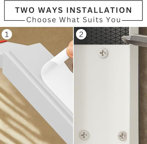 2 Pack Door Stop, No Drill Door Stoppers - Kickdown Doorstop for Home, Glass Doors, & Outdoors, Easy to Install Doors with Self Adhesive Door Stopper, No Screw Flip Down Portable Door Stopper - White