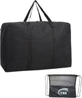 Large Storage Bags, 150L Waterproof Foldable Travel Duffle Bag with Reinforced Handles, Black Heavy Duty Moving Bags, for Bed Organize Clothing, Blanket