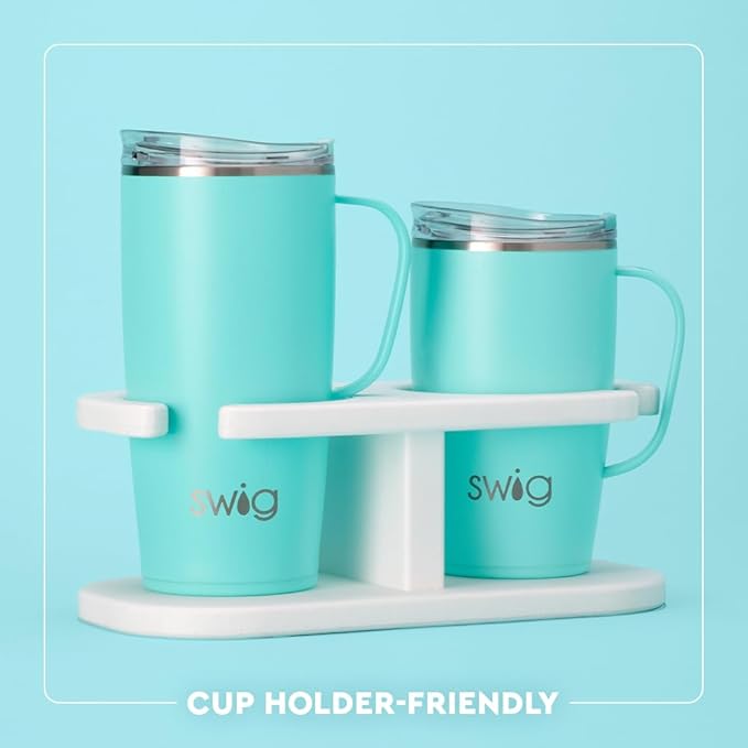 Swig Life 22oz Travel Mug, Insulated Tumbler with Handle and Lid, Travel Coffee Mug, Cup Holder Friendly, Stainless Steel 22 oz Tumbler, Reusable Insulated with Lid (Wisconsin)