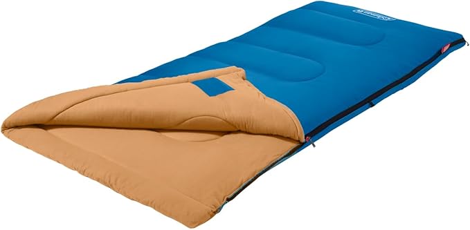 Coleman Brazos 20/30°F Adult Cool-Weather Sleeping Bag with No-Snag Zipper & Stuff Sack, Machine Washable, Great for Camping, Traveling, Guests, & More