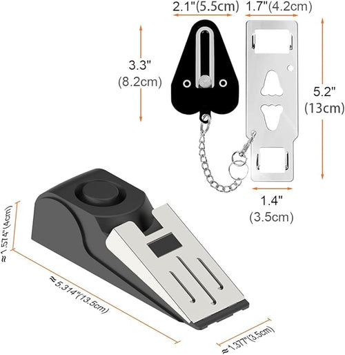 2 Packs Portable Door Stop Alarm & Door Lock, Upgraded Home Security Door Locker Devices Pocket Door Stopper Self Defensey Tools for Hotel Travel Home Apartment House