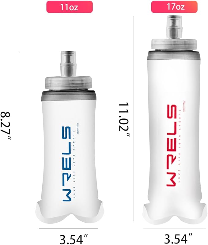 Soft Flasks Soft Running Water Flask Collapsible Soft Water Bottles Small BPA-Free for Sports Hiking Hydration Pack 500 ml/17oz，300 ml/10oz（300ml,blue）