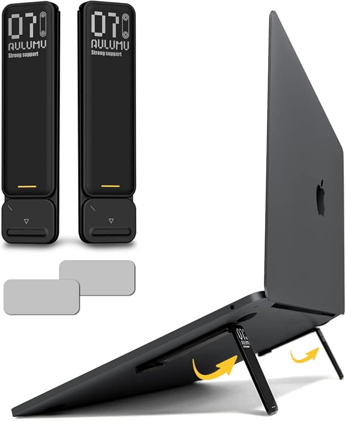 Aulumu G07 Pop Up Leg Stands Laptop, Super Portable Cooling Laptop Stand, Ergonomic Laptop Riser Lift for Desk for MacBook, All Laptops, Tablets, 8-20'', Black
