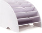 SONGWAY Fan Shaped Desk File Organizer - 6 Compartments File Holder for Desktop, Magazine Rack, Mail Holder, File Sorter, Paper Organizer for Home Office Classroom, White
