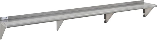 Commercial Wall Shelf - 365 lb. Weight Capacity, 96" W x 12" D, NSF Solid, Stainless Steel (29N-017)