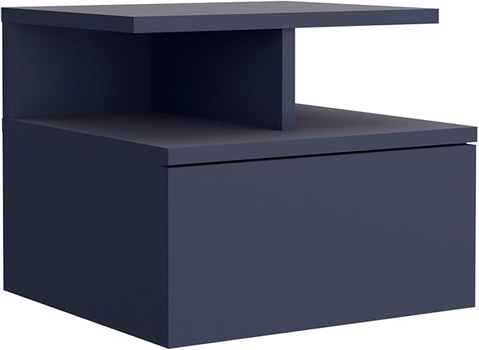 Floating Nightstand Drawer and Two Shelves for Organized Storage and Decorative Display in Modern Living Spaces