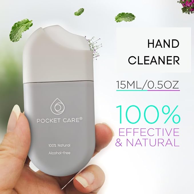 POCKET CARE | 3 Pack Organic Moisturizing Hydratating Eliotrope Hand sanitizer Spray 15 ml | Travel Size Accessories | 100% natural power mist