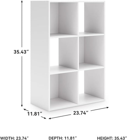 Signature Design by Ashley Onita Modern 3-Tier Floor Standing 6 Cube Organizer for Living Room, Wood, Works with 10.5 W x 10.5 D x 11 H Storage Bin (Sold Separately), White