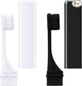 Patelai 2 Pieces Travel Toothbrush Set, Soft Bristle Mini Foldable Tooth Brush with Case, Individually Wrapped Small Portable Travel Size Toiletries Stuff for Camping (Black and White)