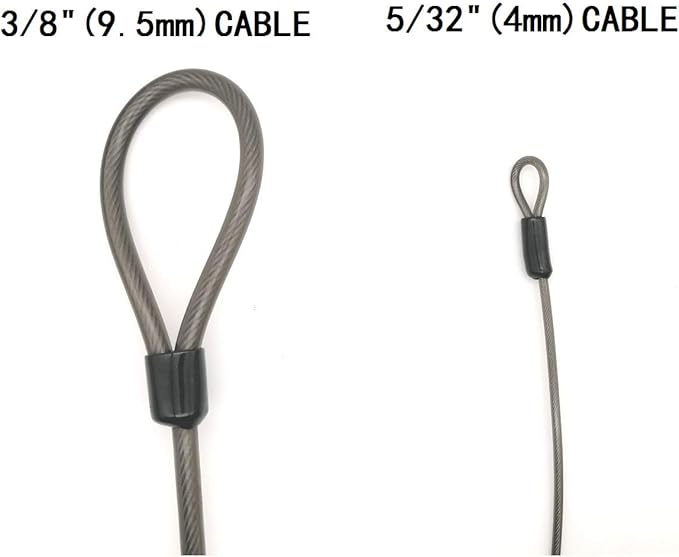 4mm Thick(5/32') 7FT Security Braided Coated Steel Cable Lock with Double Loop