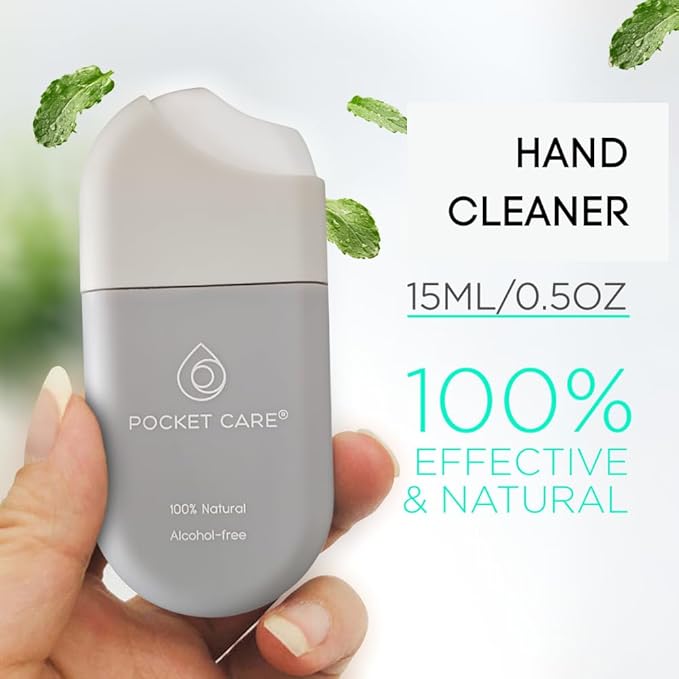 POCKET CARE | 3 Pack Peppermint Hand Cleanser Moisturizing Spray 1.5 Fl OZ- for Hands | Organic | Travel Size - Travel Accessories | 100% natural