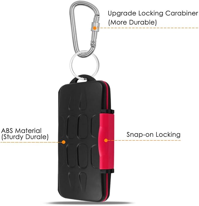 Set of 2, Memory Card Case with Carabiner and Card Removal Tool, findTop Water-Resistant Shockproof Carrying Case Protector Box 24 Slots for 12 Piece SDHC/SDXC Cards and 12 Micro SD Cards