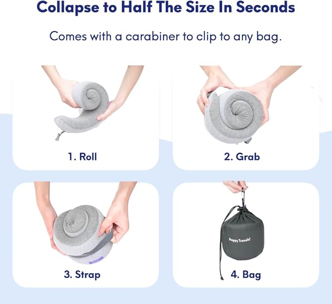 C CUSHION LAB Extra Support Travel Pillow, Award-Winning Patented Ergonomic Design for Chin & Neck Support Memory Foam Neck Pillow, Compact Airplane Pillow for Traveling, Flight, Car (Black, Medium)