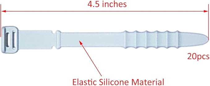 Reusable Silicone Zip Ties Cord Organizer: Silicone Cable Ties Straps for Cable Management - 20PCs 4.5” Blue Elastic Wire Cord Organizer for Home Office and Travel