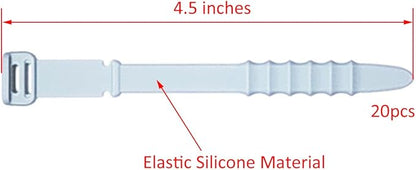 Reusable Silicone Zip Ties Cord Organizer: Silicone Cable Ties Straps for Cable Management - 20PCs 4.5” Blue Elastic Wire Cord Organizer for Home Office and Travel