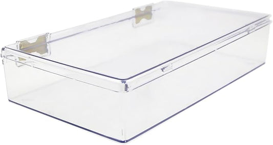 1 Clear Hard Plastic Box with Hinged Lid , 10 3/8" L x 6" W x 2" H, Plastic Display Case and Keepsake Storage Box, Made in USA by Gary Plastic Packaging