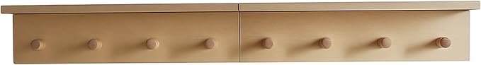 Entrance Coat Rack ，Coat Hooks, Wall-Mounted Wooden Hook Rack, Wall-Mounted Shelves are Very Suitable (2PC-Birch Colored Finish)
