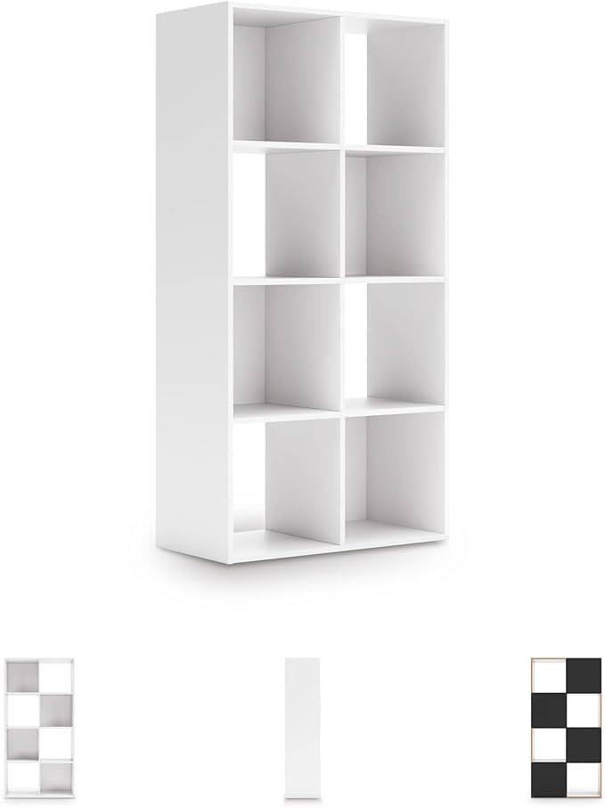 Signature Design by Ashley Onita Contemporary 8 Cube Organizer for Storage, Fits 10.5" by 10.5" by 11" H Storage Bins, Wood, 47.05" Tall, White Finish