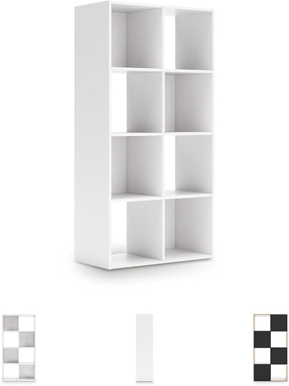 Signature Design by Ashley Onita Contemporary 8 Cube Organizer for Storage, Fits 10.5" by 10.5" by 11" H Storage Bins, Wood, 47.05" Tall, White Finish
