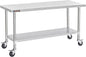 DuraSteel 30x72 NSF Stainless Steel Cart Work Table - Heavy Duty Rolling Food Prep Table Countertop Island - Metal Utility Cart on Wheels Caster, Grill Stand Storage Outdoor Kitchen Tables Bar Top