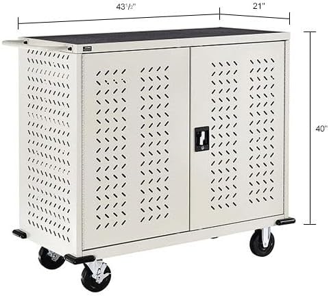 Global Industrial Mobile Storage & Charging Cart, 24 Laptop & Chromebook Device Capacity, Putty, Unassembled, Laptop and Tablet Storage & Charging Cart