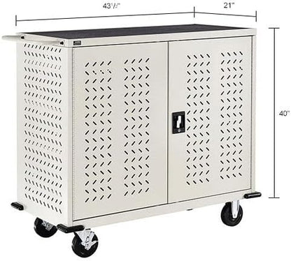 Global Industrial Mobile Storage & Charging Cart, 24 Laptop & Chromebook Device Capacity, Putty, Unassembled, Laptop and Tablet Storage & Charging Cart