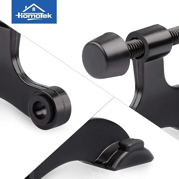 HOMOTEK 12 Pack Hinge Pin Black Door Stopper,Adjustable Deluxe Heavy Duty Door Stopper 2-1/2"x1-3/4”,with Black Rubber Bumper Tips