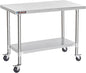 DuraSteel 24x48 NSF Stainless Steel Cart Work Table - Heavy Duty Rolling Food Prep Table Countertop Island - Metal Utility Cart on Wheels Caster, Grill Stand Storage Outdoor Kitchen Tables Bar Top
