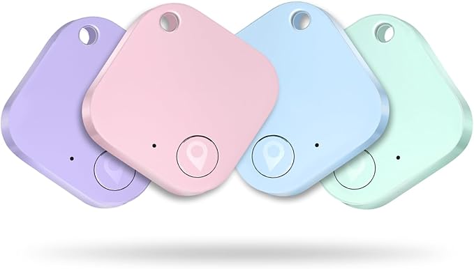 Bluetooth Tracker Tag 4 Pack, Work with Apple Find My (iOS Only, Not for Android), Item Finder for Keys, Backpack, Suitcase, Wallet, Luggage