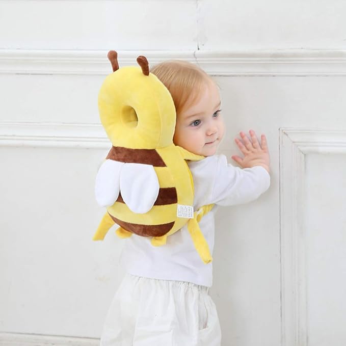 Feidoog Baby Head Protector Cushion Backpack with 3 Knee Pads for Walking & Crawling,Bee