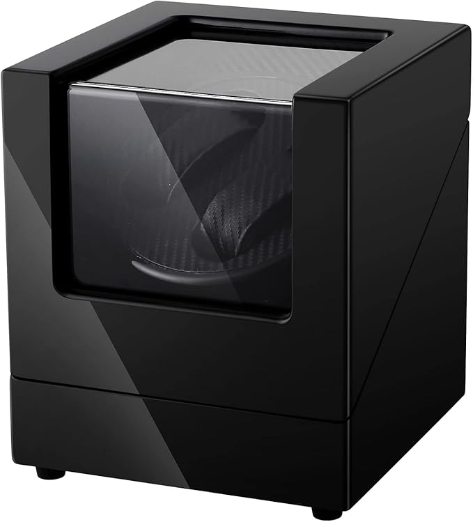 Uten Automatic Double Watch Winder Box, Luxury Wooden Storage Case for Mechanical Watch Winder with Quiet Motor 5 Rotation Mode, Black.
