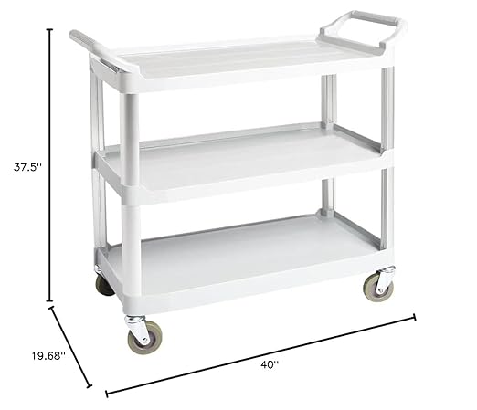 Amazon Basics 3 Shelves Utility Cart with 400 lbs Loading Capacity, Smooth move, Gray