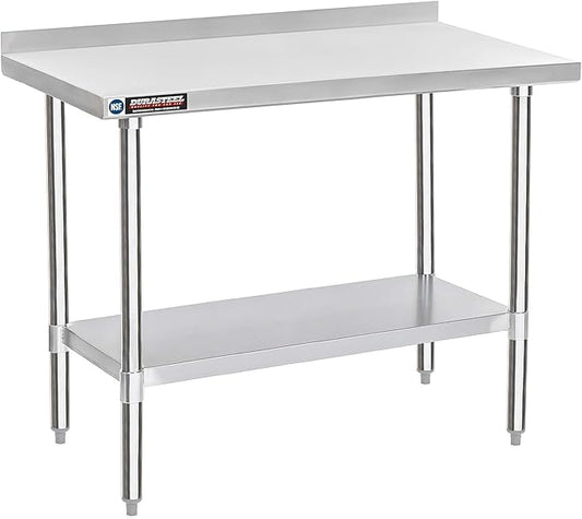 DuraSteel NSF Stainless Steel Table - 24 x 48 Inch Metal Work Table w/Undershelf - Commercial Kitchen, Restaurant, Garage, Laundry - Outdoor Stainless Steel Prep Tables Countertop Island Grill Small