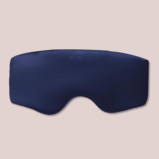 SilkSound 100% Mulberry Silk Bluetooth Sleep Mask, Skin-Friendly Sleeping Eyemask with Bluetooth Sleep Headphones, Silk Eye Mask Headphones with Small Side Speakers, White Noise Head Phones Ear Muffs