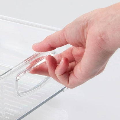 mDesign Small Plastic Baby Nursery and Food Organizer -Storage Holder Bin with Handles for Closet, Cupboard, Cabinet, Drawers, Shelves - Holds Canned Food, Bottles, Formula - Ligne Collection, Clear