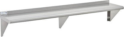 Commercial Wall Shelf - 285 lb. Weight Capacity, 72" W x 12" D, NSF Solid, Stainless Steel (29N-015)