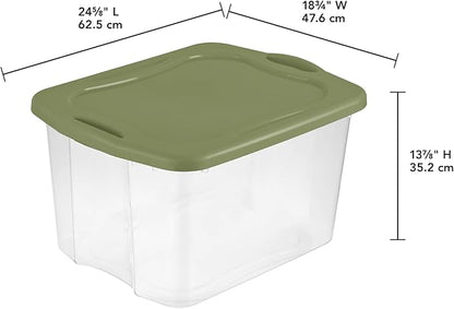 (2 pack) 70 Quart Heavy-Duty Plastic Storage Bin with Full-Grip Handles and Lids,Green Clear Stackable Storage Bins for Hoilday Decor|Garage Organization