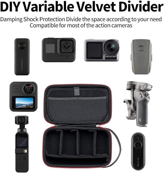 TELESIN Carry Case Waterproof Hard Carrying Bag for GoPro Max Hero 13 12 11 10 9 8 7 6 Insta360 X2 X3 X4 X5 GO3 Ace Pro 2 DJI Osmo 360 Osmo Action 5 4 Pocket 3 Battery Charger Strap Mount Accessories