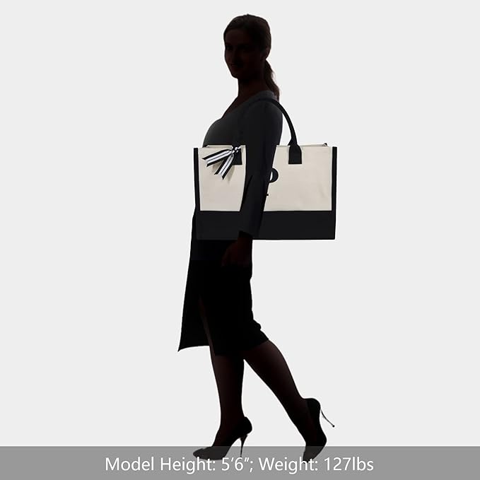 TOPDesign Embroidery Initial Canvas Tote Bag, Personalized Present Bag, Suitable for Wedding, Birthday, Beach, Holiday, is a Great Gift for Women, Mom, Teachers, Friends, Bridesmaids (Letter P)
