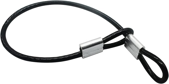 10 Pcs 2mm Wire 24 inch Vinyl Coated Stainless Steel Cable with Loops Short Wire Rope Lanyard Lock Security Chain Link for Outdoor Gates, Black (2mm x 24inch)