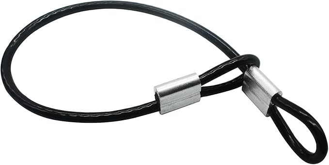 10 Pcs 5mm Wire 12 inch Vinyl Coated Stainless Steel Cable with Loops Short Wire Rope Lanyard Lock Security Chain Link for Outdoor Gates, Black(5mm x 12 inch)