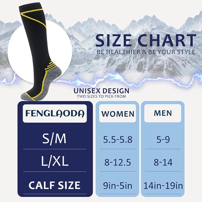fenglaoda 8 Pairs Compression Socks for Men & Women 20-30 mmHg Knee High Nurse Pregnant Running Medical and Travel Athletic