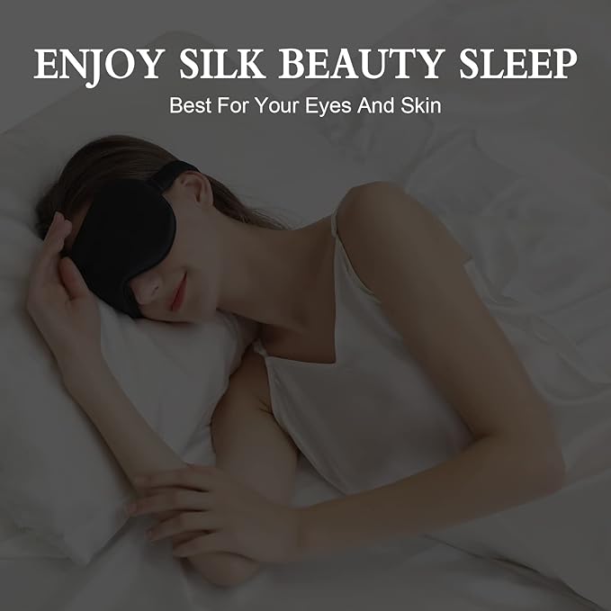 ZIMASILK Adjustable 22 Momme 100% Pure Mulberry Silk Sleep Mask, 3D Contoured Cup Eye Mask for Sleeping, Super Soft Breathable Blindfold, Perfect Blocks Light for Sleeping. (Pink)