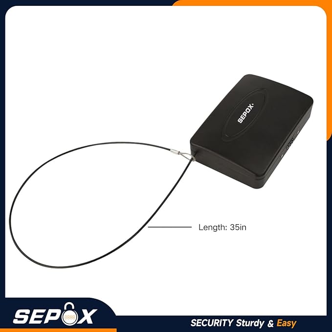 SEPOX 10Pcs Portable Security Case Lock Box Steel, Personal Travel Safe Storage Cabinet for Small Item, with 3 Ft Security Cable& Ressetable Combination Lock for Office, Car, Sports, Water Resistant