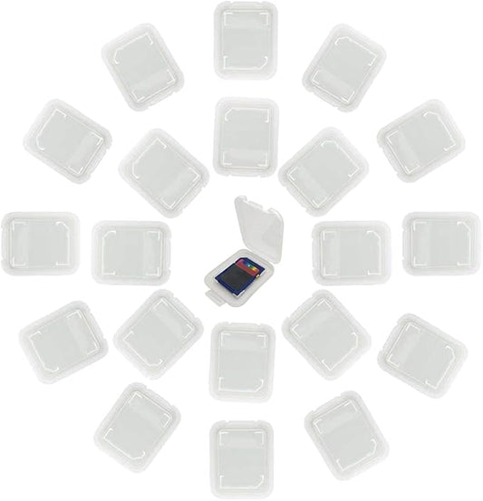Plastic Memory Card Storage Case Compatible with SD MMC/SDHC PRO Duo White (20 PCS)