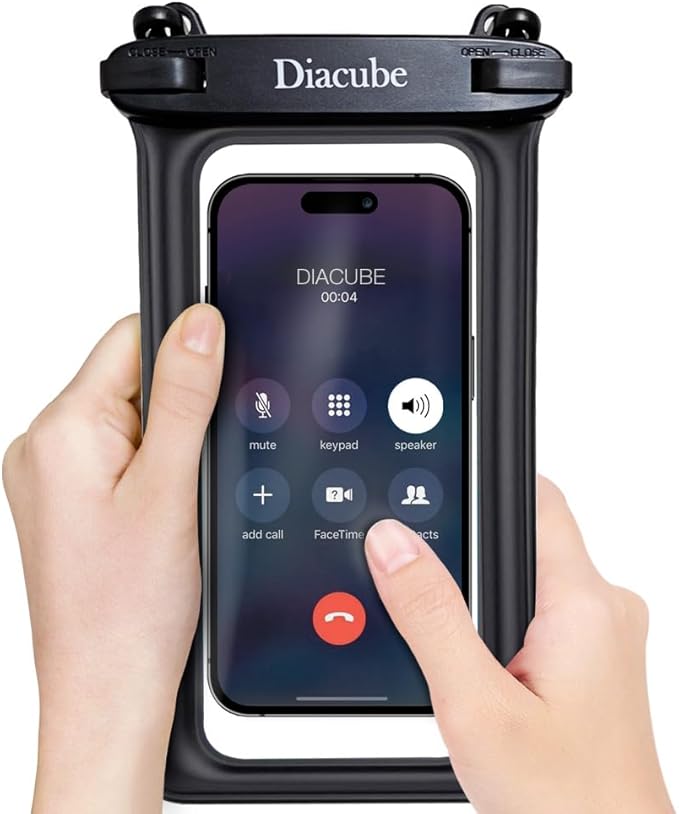 2-Pack Waterproof Phone Pouch, Universal IPX8 Floating Waterproof Case with Adjustable Lanyard for All Phones [Up to 8.3"] Beach, Waterpark & Travel Essentials - Black