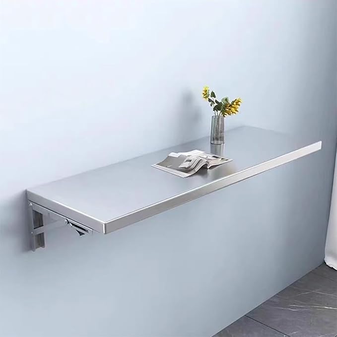 304 stainless steel folding table, wall-mounted folding table, kitchen storage shelf, made of food-grade stainless steel material, suitable for living room, balcony, bathroom, or laundry room.(100*40c