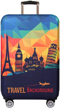 MosaiRudo Thicker Luggage Cover Elastic Suitcase Cover Protector Fits 18-32 Inch Suitcase Travel Accessories (Travel-4, M)