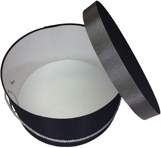 Sarah's Hat Boxes Classic Black/Gray Hat Box – 21.5" x 11.5" (Dia. x Ht.) Handmade in USA – Odorless Non-Toxic Adhesive, Cording Handle – Premium Storage for Hats & Accessories